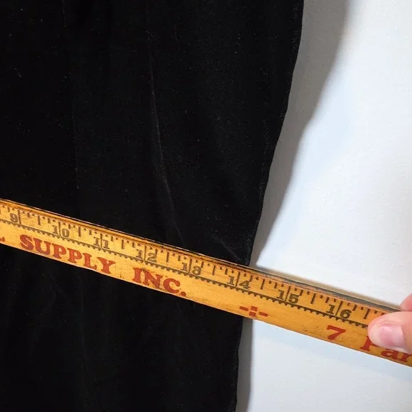 Patra‎ Vintage 80s Black Velvet Spaghetti Strap Dress Size 11/12 - Picture 6 of 7